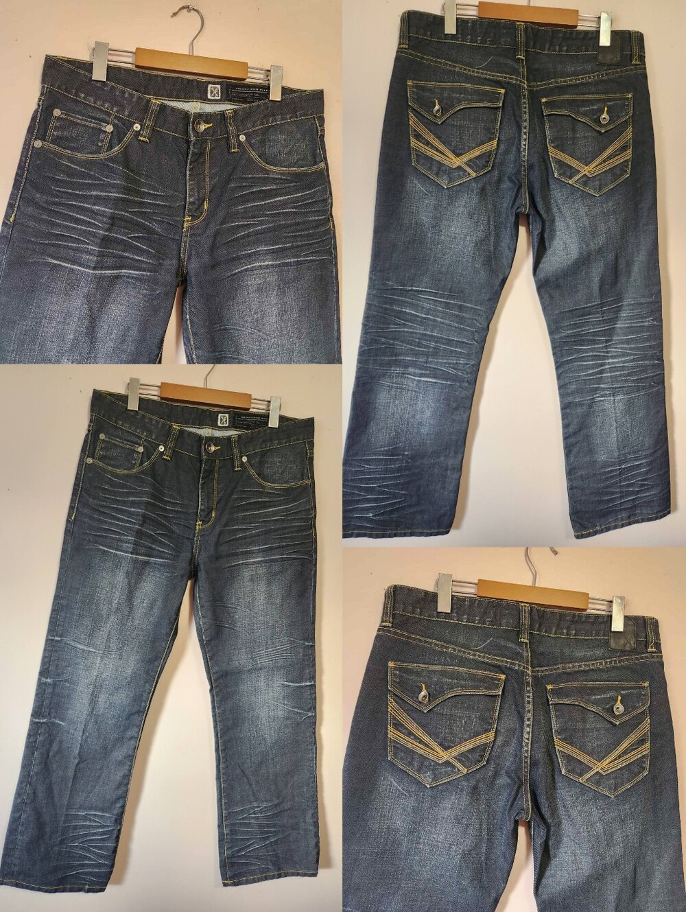 Marc Ecko Cut & Sew Bootcut Jeans Dark Wash Y2K Streetwear Denim W33 L30